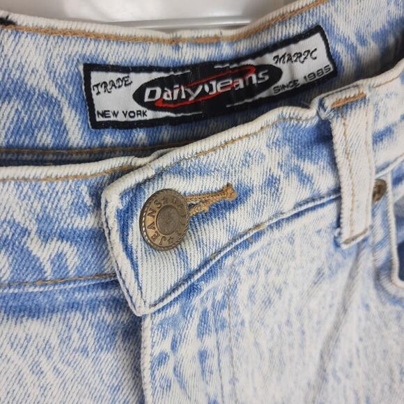 Vtg 90s Y2K Acid Wash Side Laced Jean Size 13 Daily Jeans High Rise Blue Skinny - Picture 6 of 16